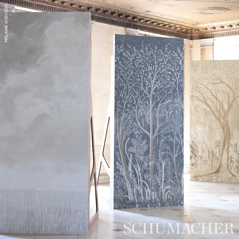 Regency Schumacher by Colette Cosentino Brindille Wallpaper Mural in Carbon For Sale