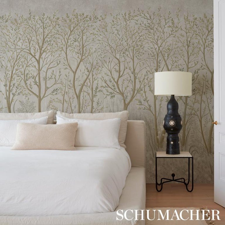 Schumacher by Colette Cosentino Brindille Wallpaper Mural in Dove For Sale  at 1stDibs