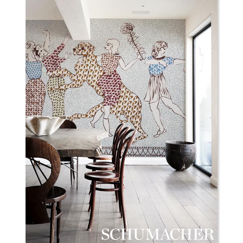 Schumacher by Jackie Gendel „The Golden Age“, Wandtapete in Cyan Multi im Zustand „Neu“ im Angebot in New York, NY