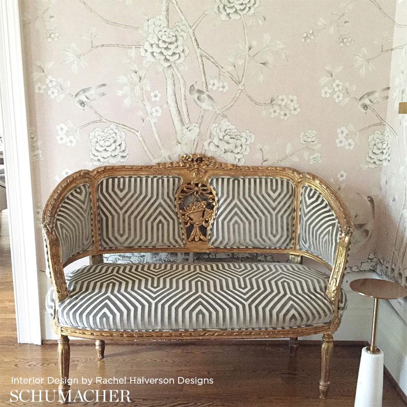 Chinoiserie Schumacher by Mary McDonald Chinois Palais Wallpaper Mural in Blush For Sale