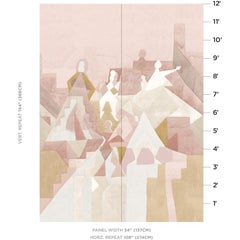 Schumacher by Peg Norriss Steps Wallpaper Mural in Rose & Camel