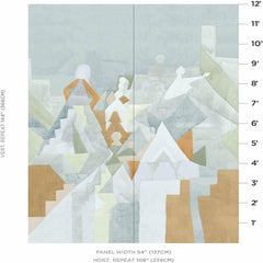 Schumacher by Peg Norriss Steps Wallpaper Mural in Sky & Saddle