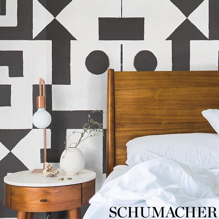 Schumacher by Porter Teleo Binary Wallpaper Mural in Silver  In New Condition For Sale In New York, NY