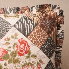 Schumacher Caldwell Patchwork Chintz 18" Pillow in Rose and Chocolate