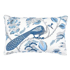 Schumacher Campagne 22" x 14" Pillow in Bleu & Gris