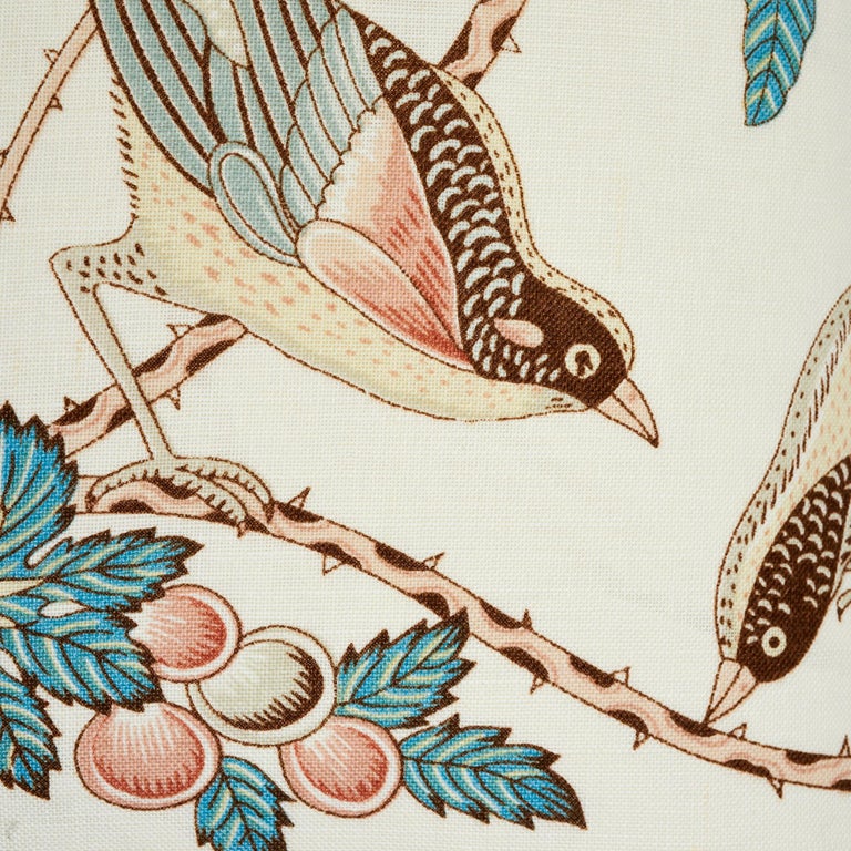 Schumacher Campagne Peacock Rouge Two-Sided Linen Pillow For Sale at ...