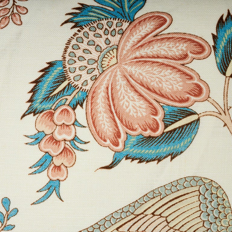 Schumacher Campagne Peacock Rouge Two-Sided Linen Pillow For Sale at ...