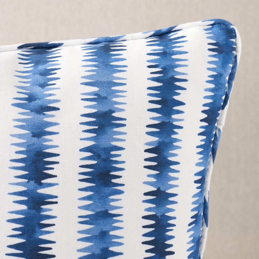 This pillow features Cardiogram by Happy Menocal for Schumacher with a self-welt finish. Happy Menocal’s Cardiogram is an imaginative small-scale stripe with electric energy. A creative take on a classic pattern, this versatile fabric is a lively