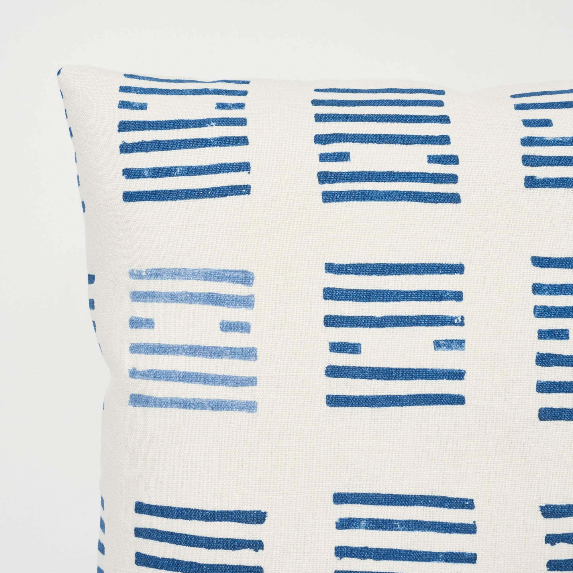 Schumacher Caroline Hurley Tiasquam Blue Two-Sided Linen Pillow In New Condition For Sale In New York, NY