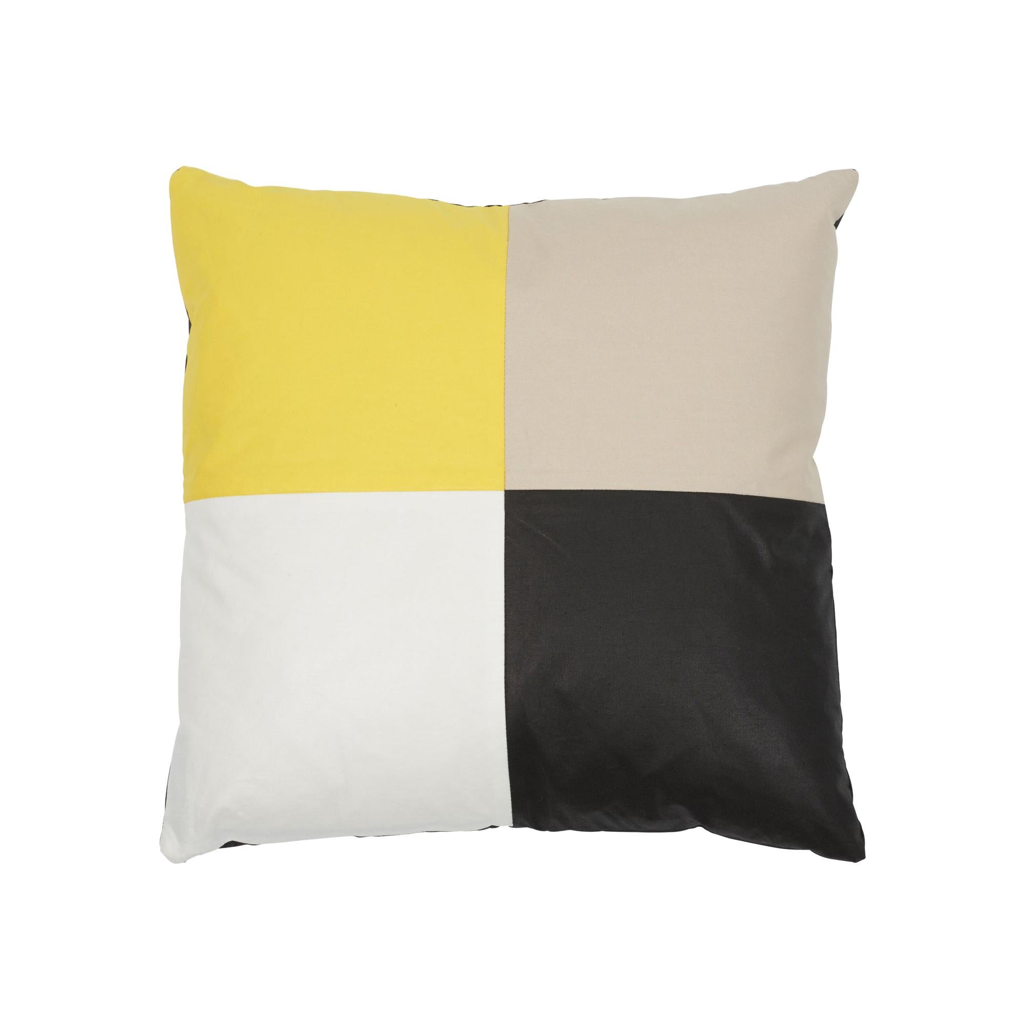 Schumacher Cecil Cotton Chintz Black Yellow Stone White Pillow For Sale