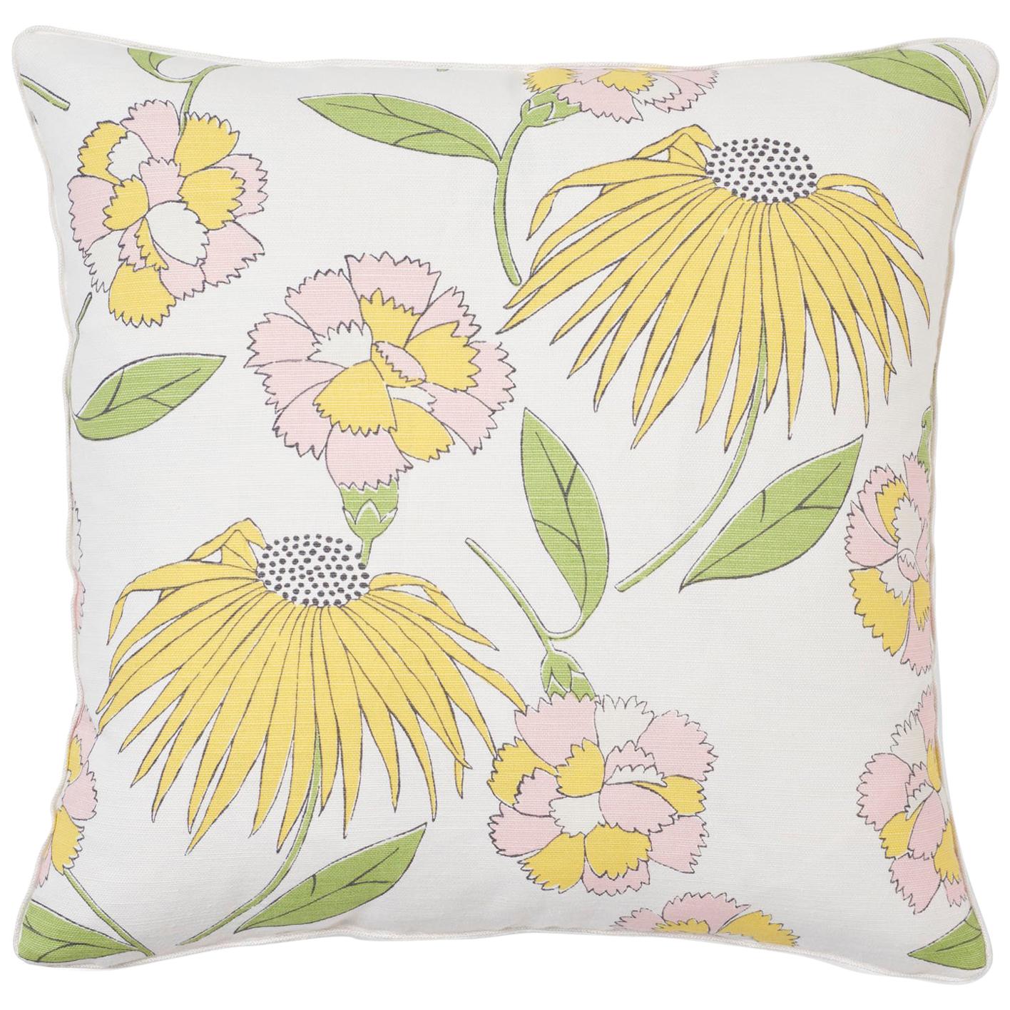Schumacher Celerie Kemble Bouquet Toss Floral Cuscino bifacciale in lino e cotone