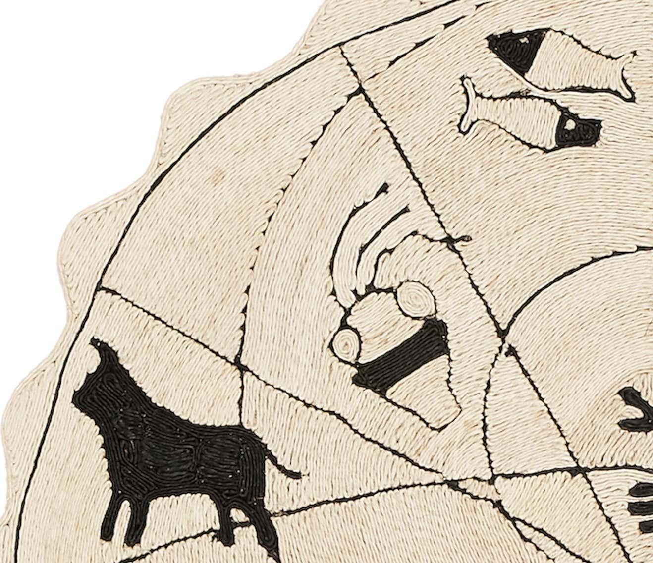 Bohemian Schumacher by Charlap Hyman & Herrero Astrologia Rug in Natural & Black For Sale