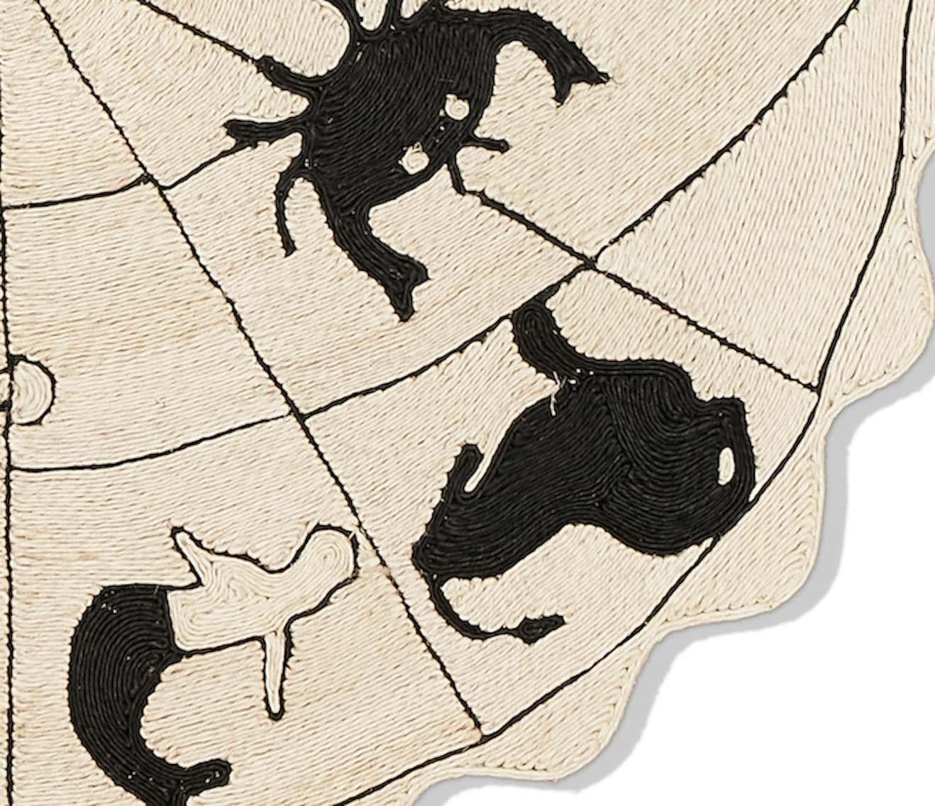 Hand-Woven Schumacher by Charlap Hyman & Herrero Astrologia Rug in Natural & Black For Sale