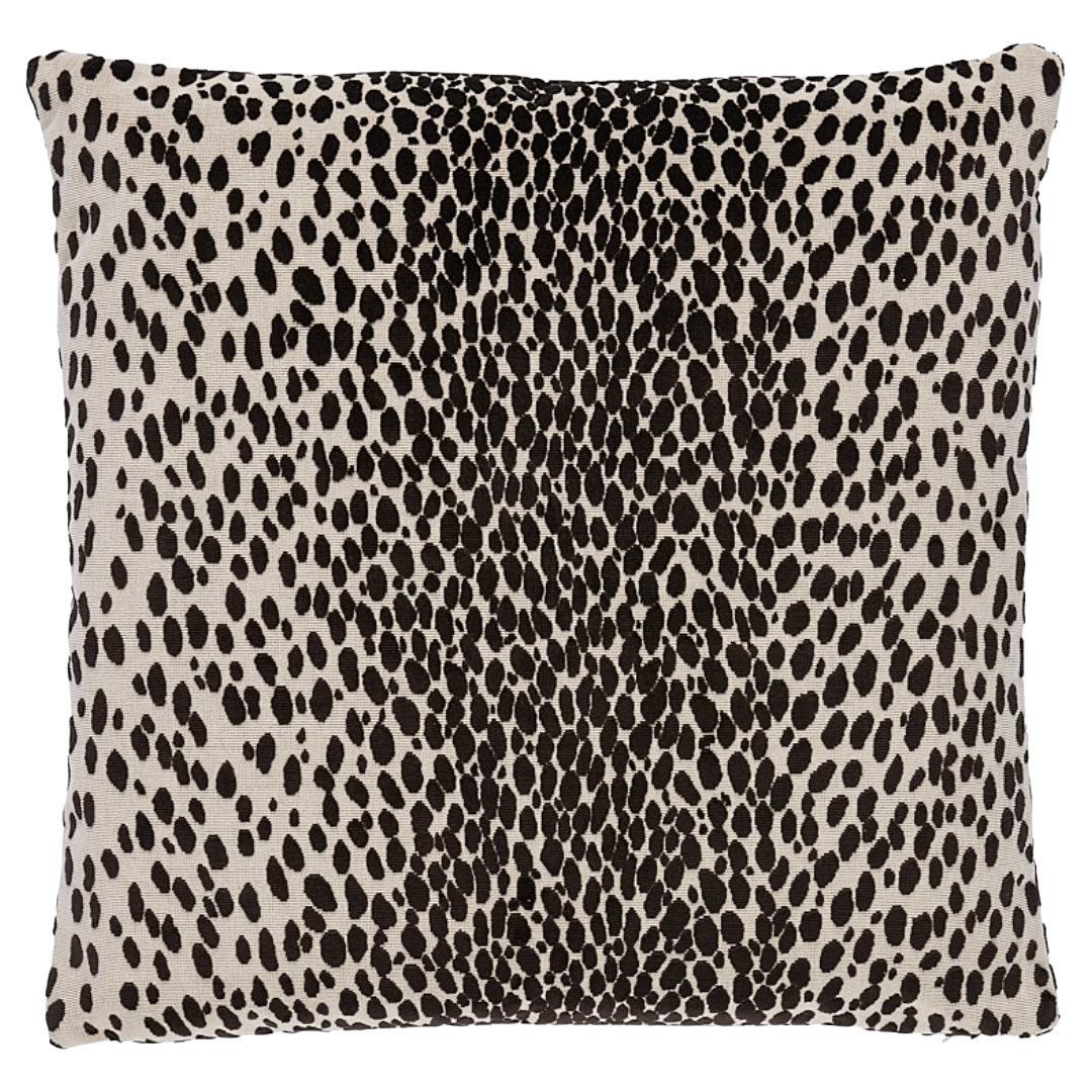 Schumacher Cheetah Velvet 20" Pillow in Java For Sale