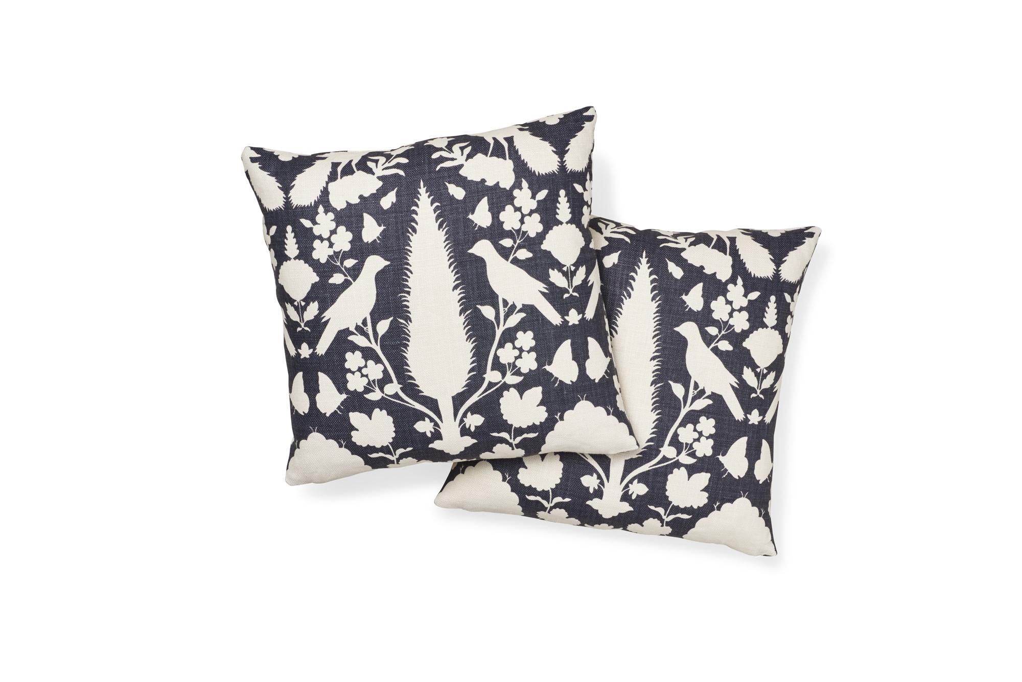 French Schumacher Chenonceau Charcoal Two-Sided Linen Pillow