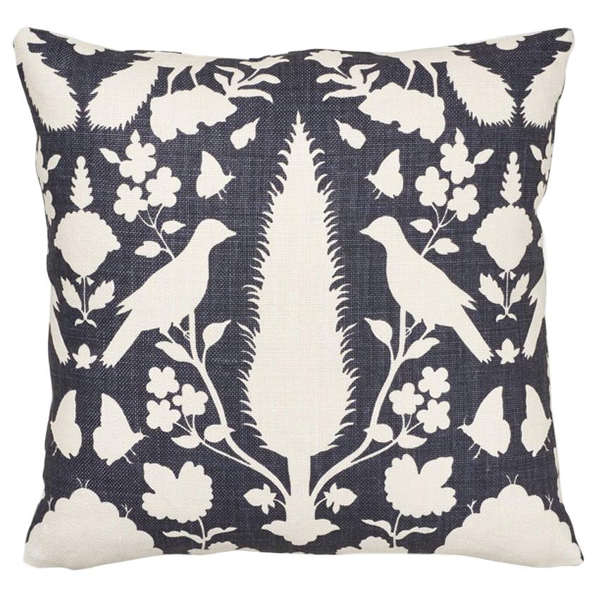 Schumacher Chenonceau Charcoal Two-Sided Linen Pillow