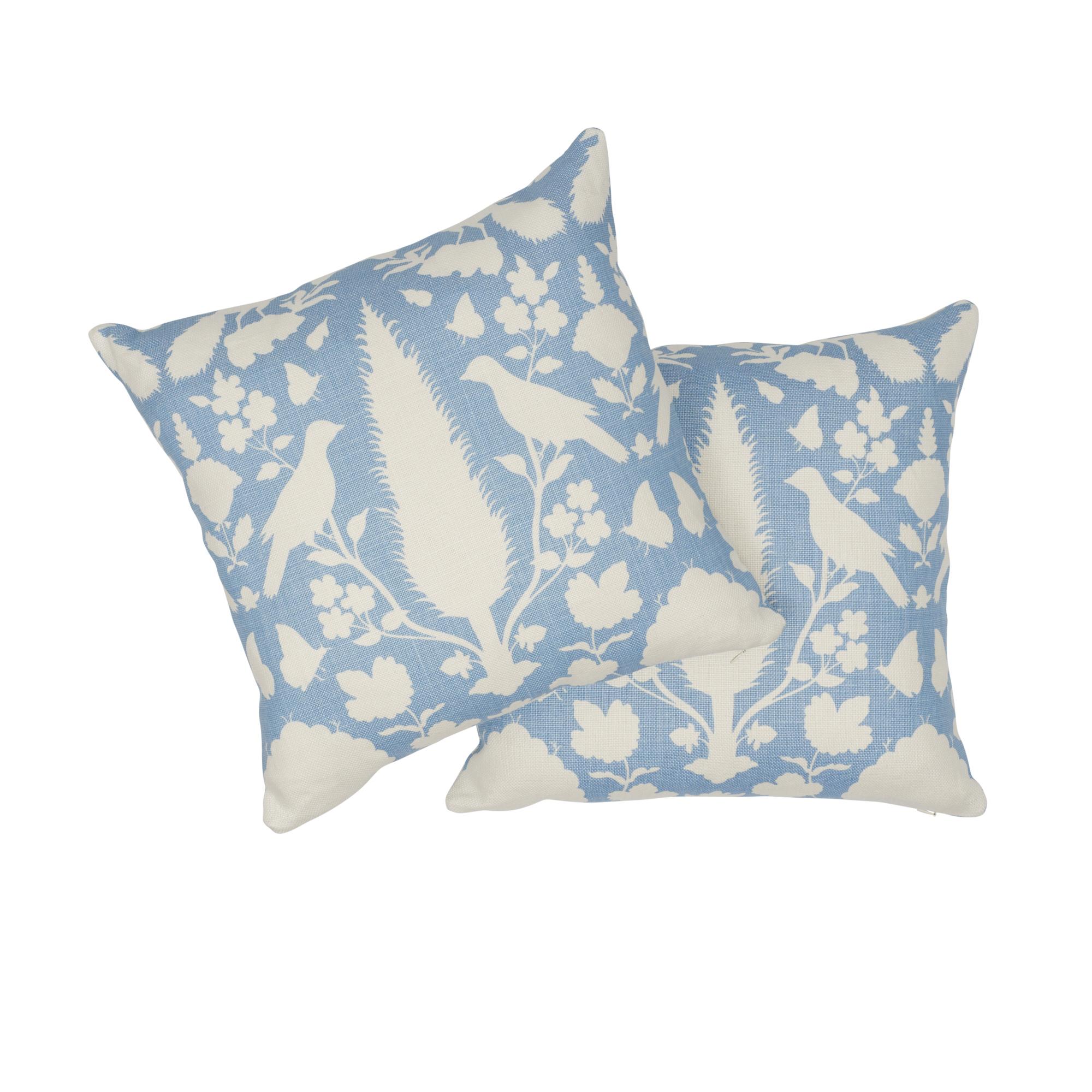 Contemporary Schumacher Chenonceau Sky Linen Two-Sided Pillow For Sale