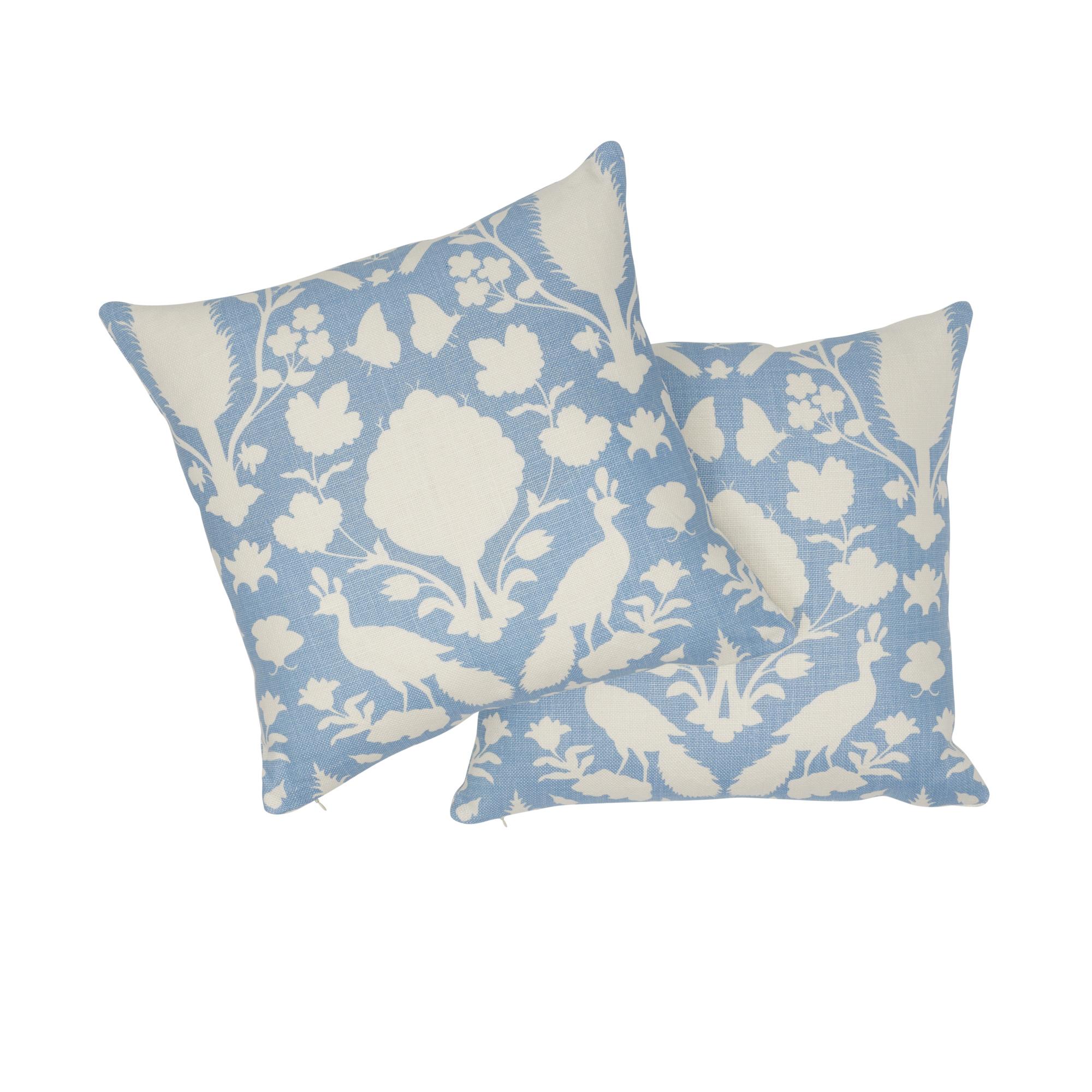 Schumacher Chenonceau Sky Linen Two-Sided Pillow For Sale 1