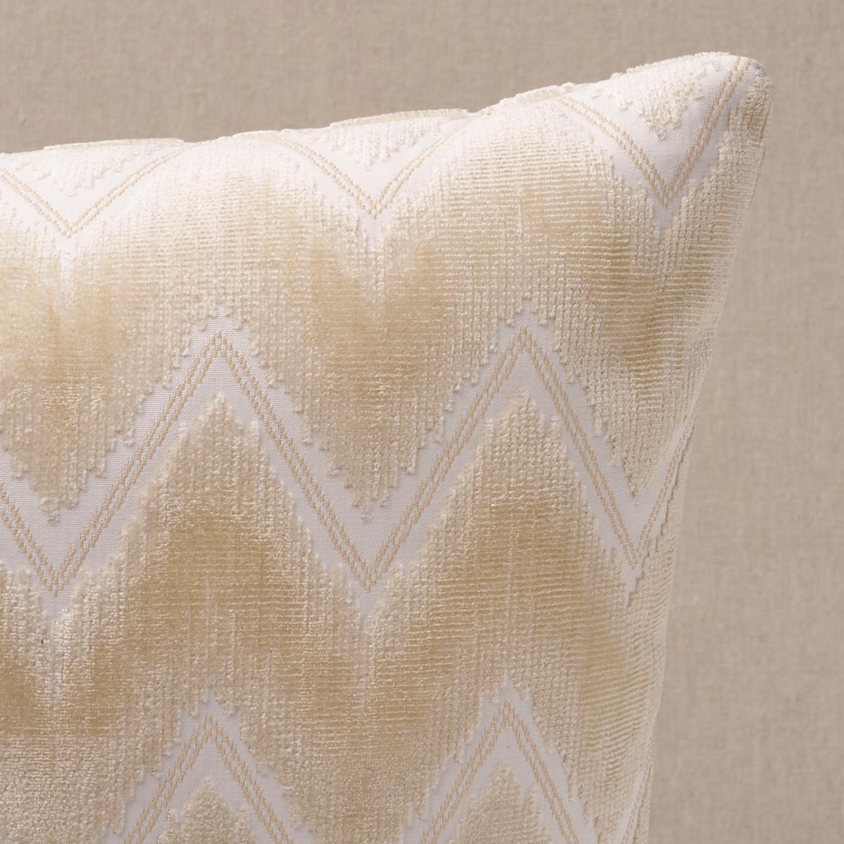 This pillow features Chevron Velvet with a knife edge finish. A fabulous combination of plush ombré and delicate accent stripes, this luxe chevron has a dynamic presence. Pillow includes a feather/down fill insert and hidden zipper closure.
