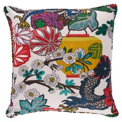 Schumacher Chiang Mai Dragon 22" Pillow In Alabaster
