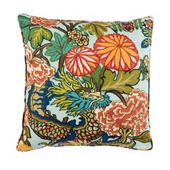 Schumacher Chiang Mai Dragon 22" Pillow In Aquamarine