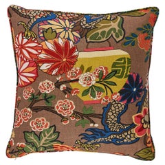 Schumacher Chiang Mai Dragon 22" Pillow In Mocha