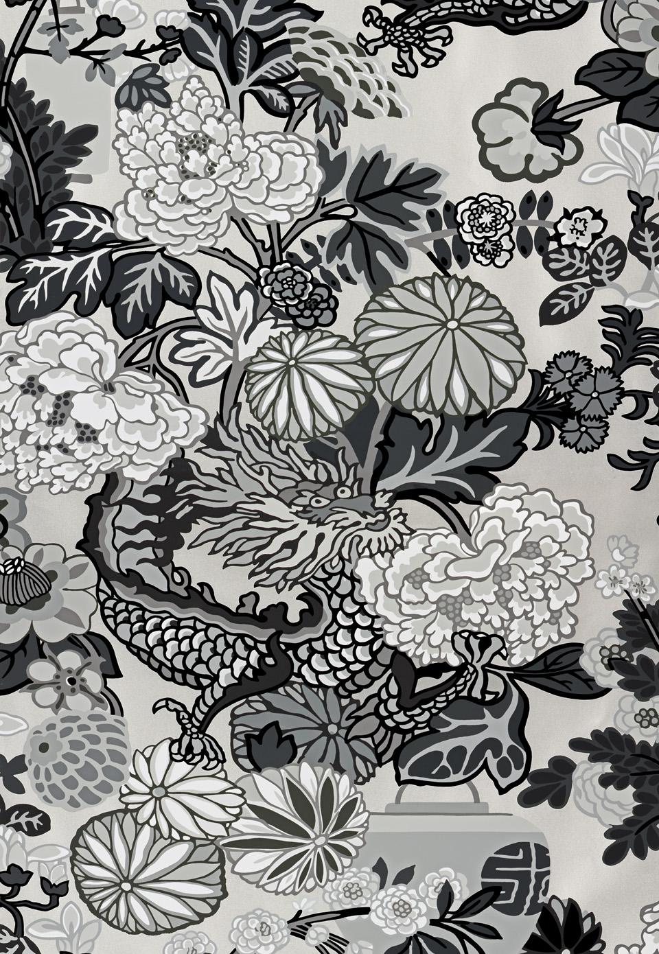 An instant hit from the moment we introduced it, this is one of our best-loved designs. The chinoiserie motif was inspired by an Art Deco print. Hand screen printed. 

Since Schumacher was founded in 1889, our family-owned company has been