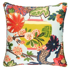 Schumacher Chiang Mai Dragon I/O 18" Pillow in Aquamarine