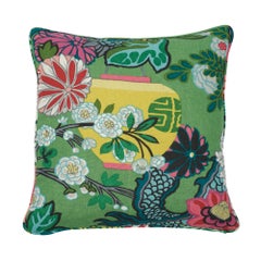 Schumacher Chiang Mai Dragon Jade Two-Sided Linen Pillow