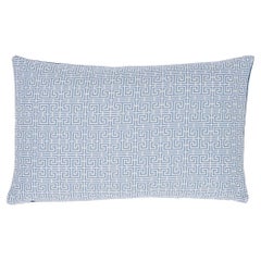Schumacher Chinois Fret 22" x 14" Pillow in Sky/Ivory 