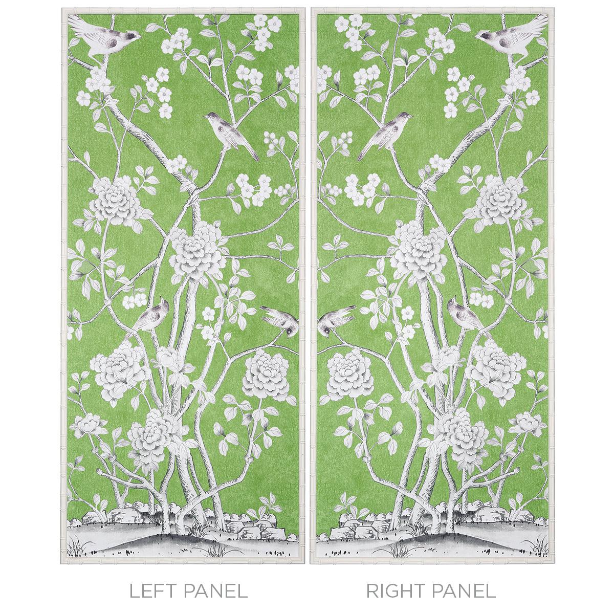 North American Schumacher Chinois Palais Framed Art Panel in Lettuce (Left)
