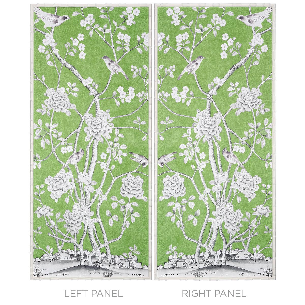 North American Schumacher Chinois Palais Framed Art Panel in Lettuce (Right)