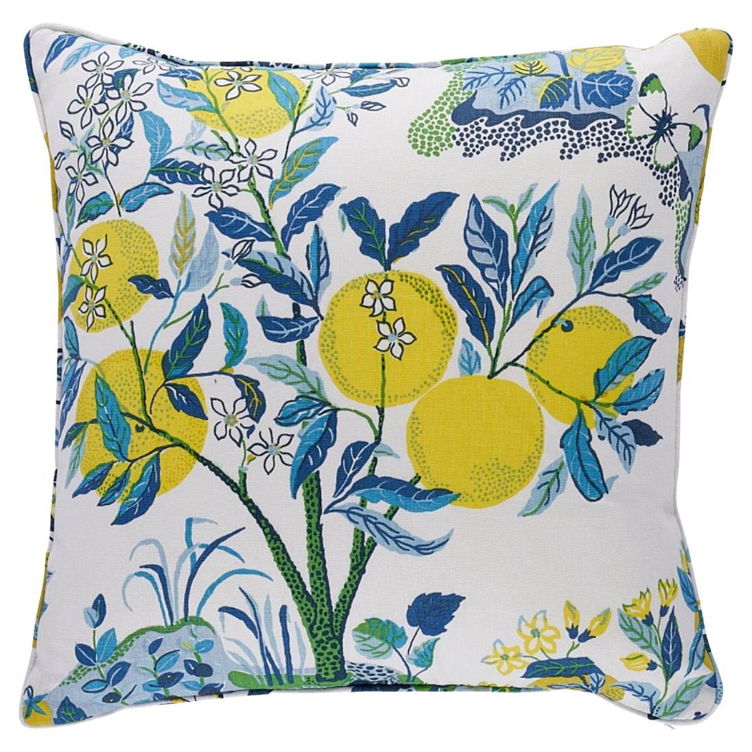 Schumacher Josef Frank Citrus Garden Pool Blue Linen Two-Sided Pillow ...
