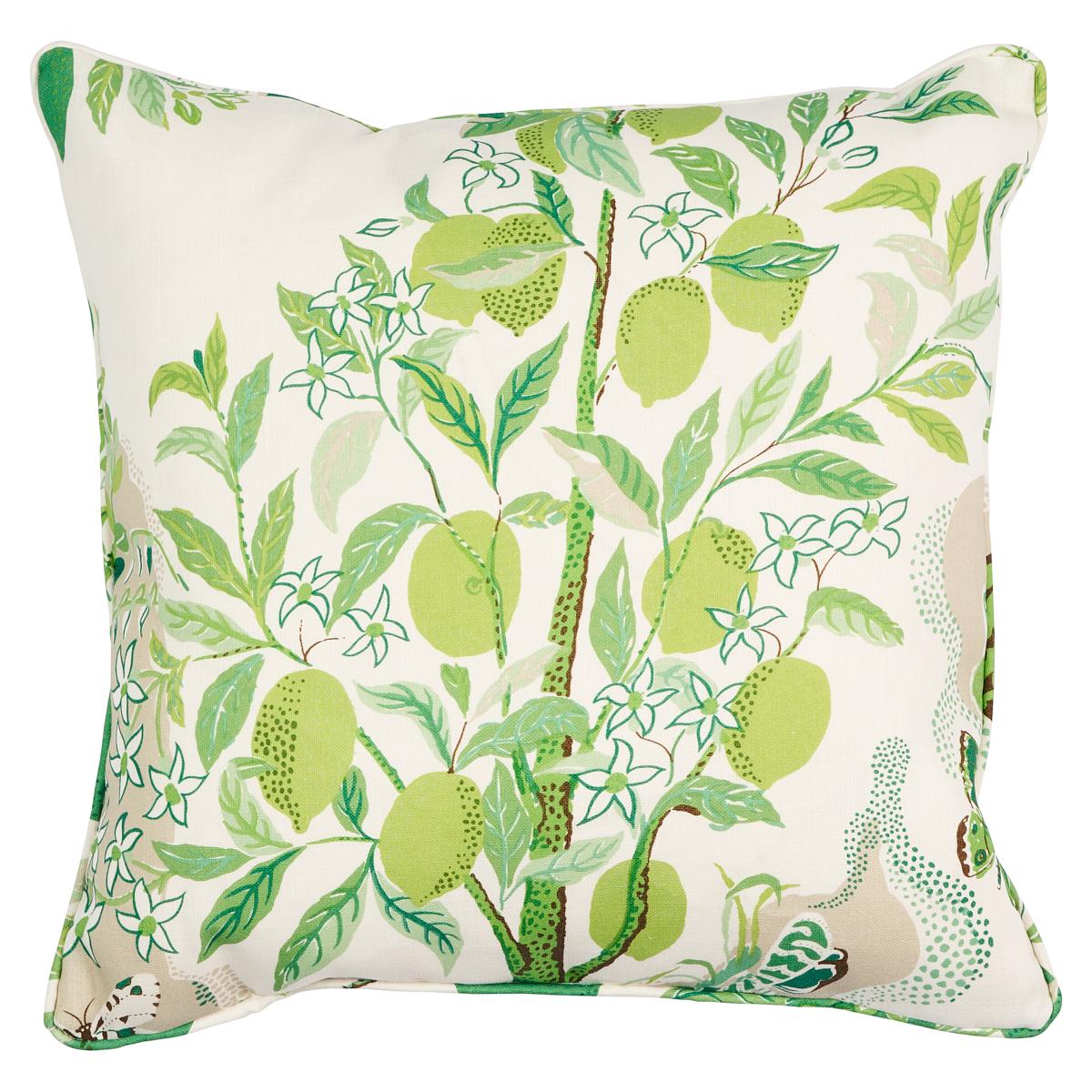 This pillow features Citrus Garden Indoor/Outdoor with a self welt finish. Charming and whimsical, Josef Frank's beloved 1947 print is a colorful, cheery addition to outdoor décor. Pillow includes a polyfill insert and hidden zipper closure.

*If