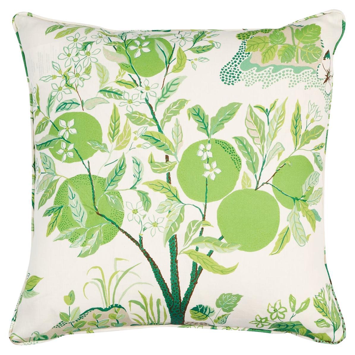 Schumacher Citrus Garden I/O in Leaf 22" Pillow For Sale