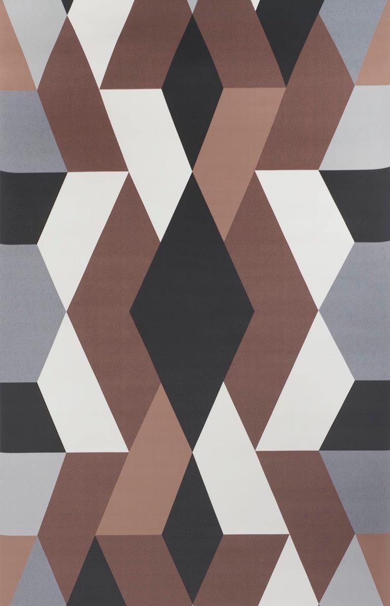 Moderne Schumacher Clements Ribeiro Deco - Ensemble de panneaux de papier peint en carbone géométrique avec diamants en vente