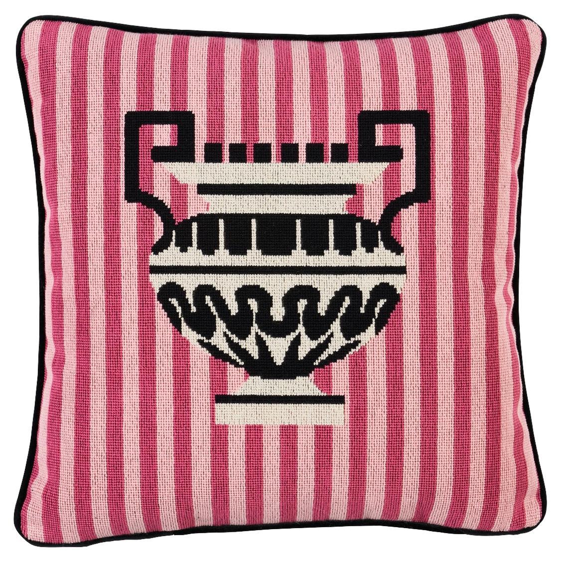 Schumacher Clermont Epingle 16" Pillow in Pink For Sale