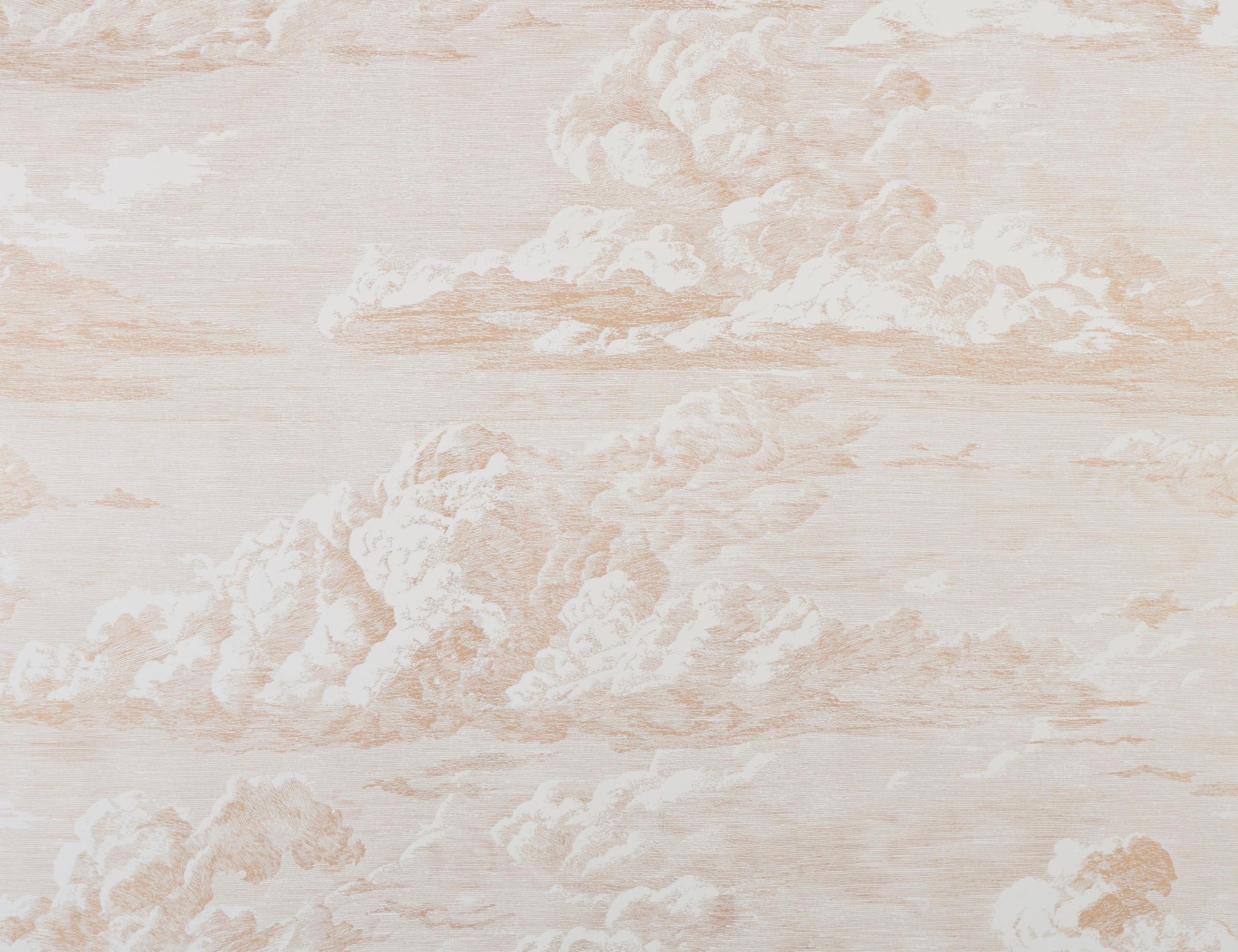 Schumacher Cloud Toile-Tapete in Gold mit Wolkenmuster (amerikanisch) im Angebot