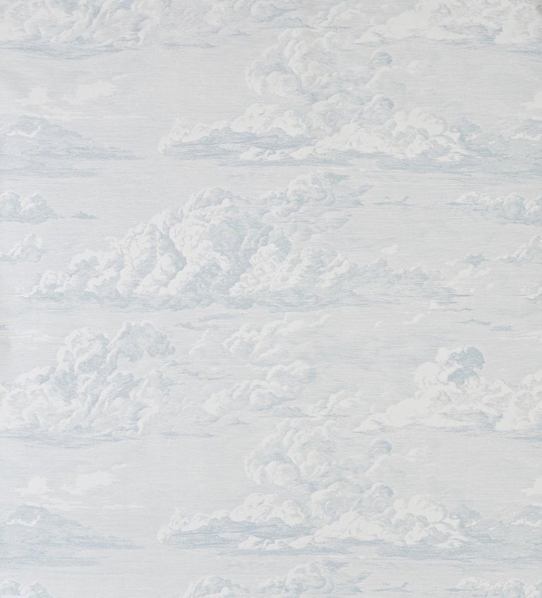 Schumacher Cloud Toile Wallpaper in Mineral, Two-Roll Set For Sale at