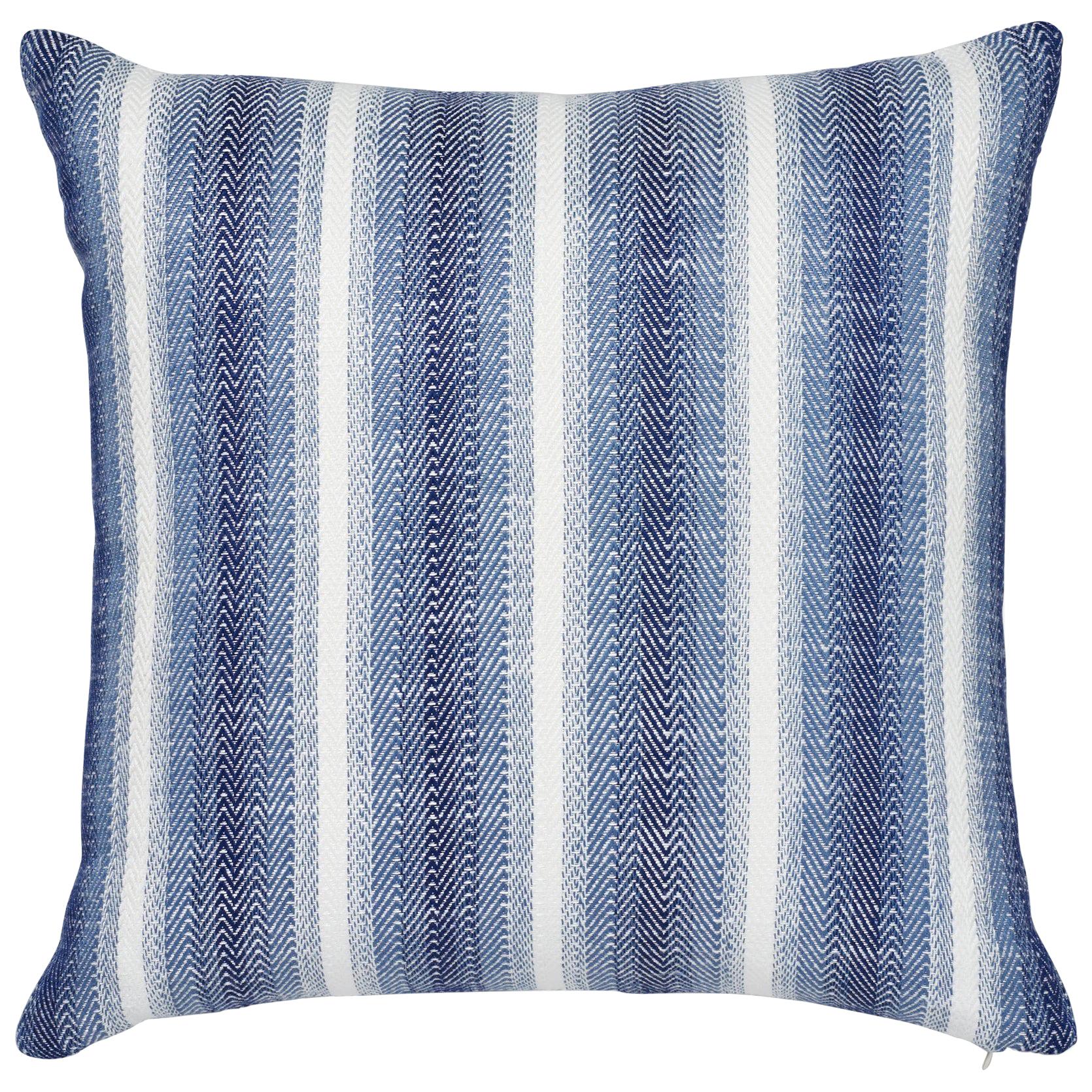 Coussin à deux faces bleu à rayures Schumacher Colada pour l'intérieur/extérieur