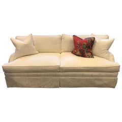 Schumacher Conrad Sofa Upholstered in Padova Damask Natural Fabric- Sample