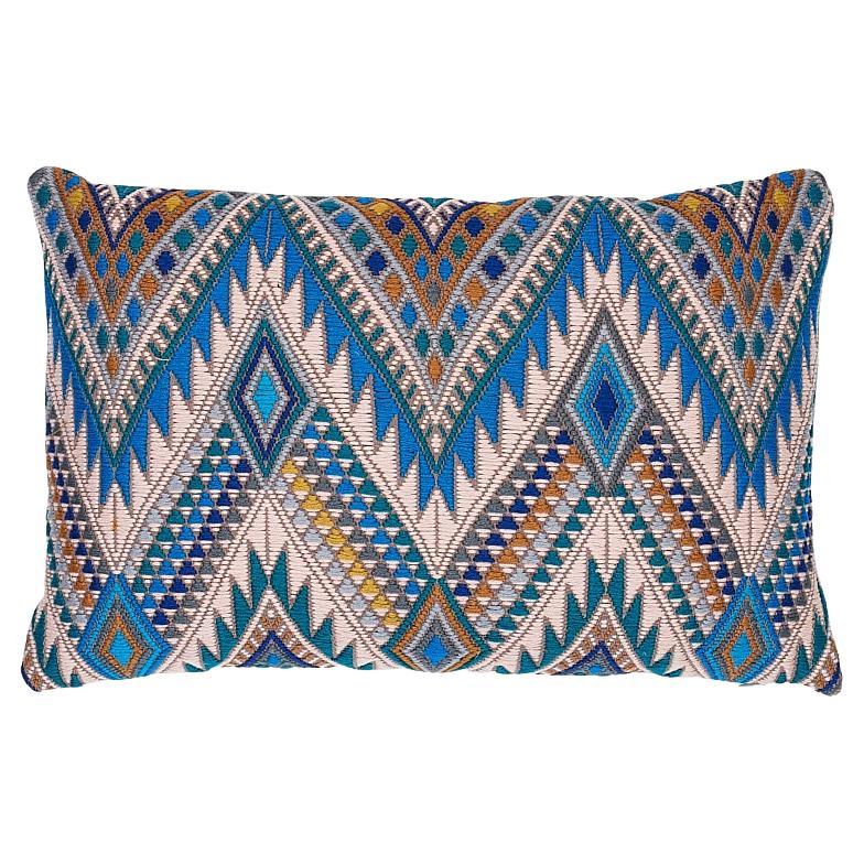 Schumacher Coyolate in Ocean 18 x 12" Pillow For Sale