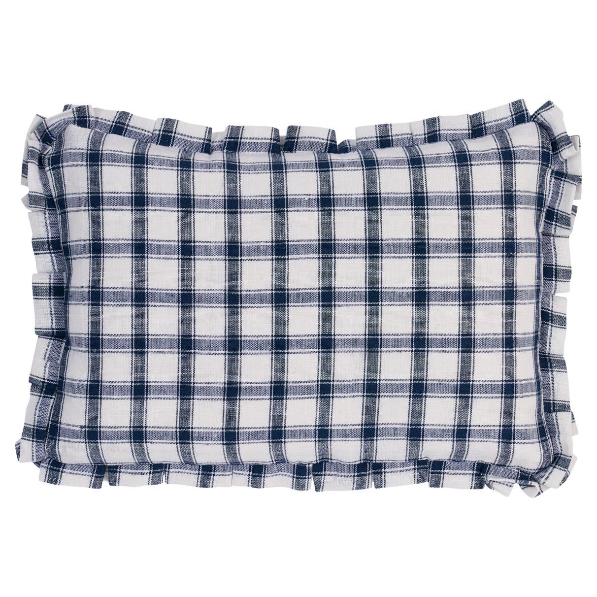 Schumacher Crawford Check 18 x 12" Pillow in Indigo