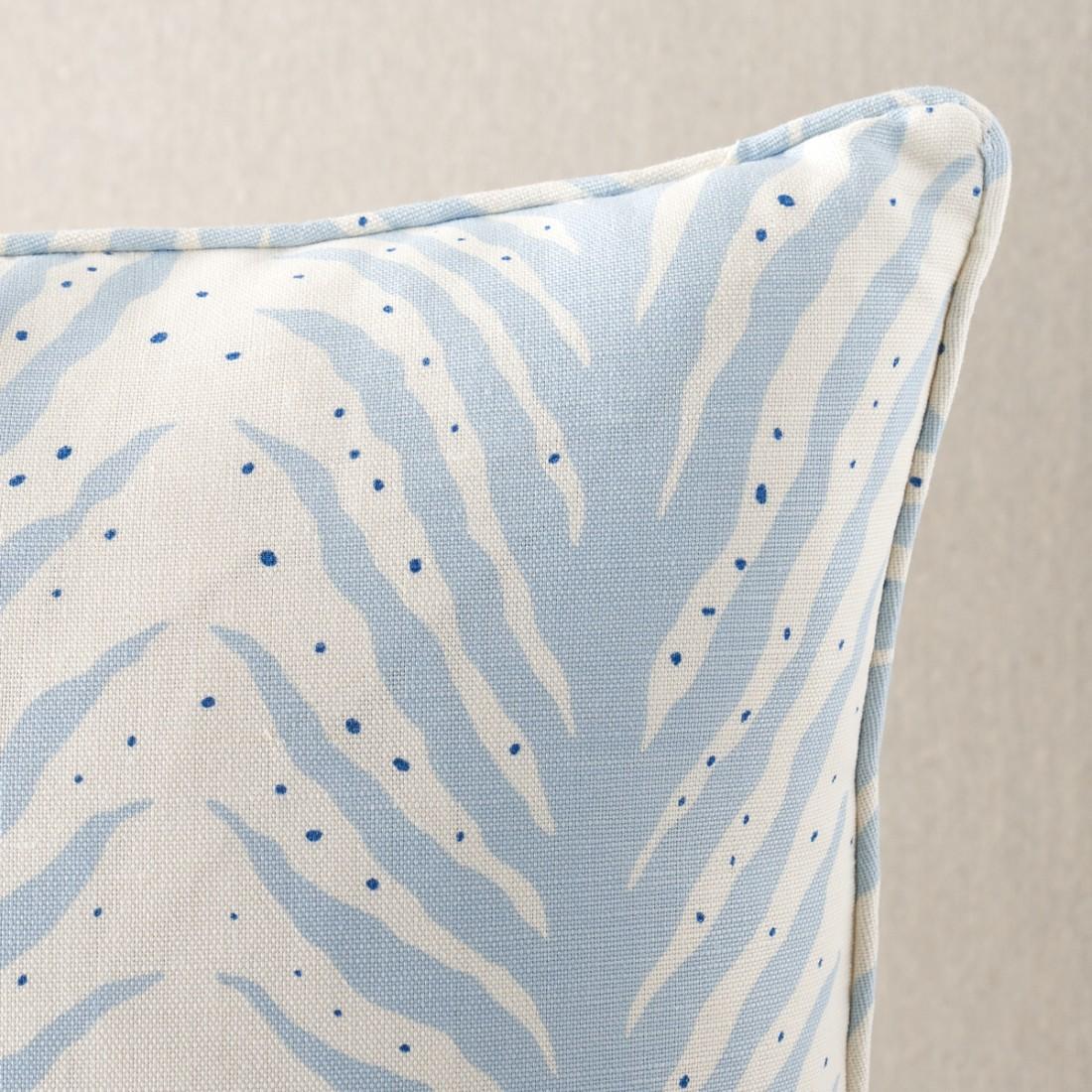 This pillow features Creeping Fern with a self-welt finish. Is it animal, vegetal or a little of both? A stripe that dares to be different, this striking printed fabric evokes feathery fern fronds and sexy animal prints. Pillow includes a
