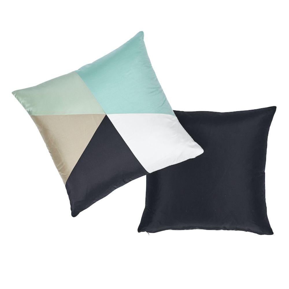 This pillow features Cubist by Miles Redd for Schumacher with a knife edge finish. This 96-inch panel is cut to create 4 unique pillow faces featuring the geometric design. Customers will be shipped any one of these four different pillows at