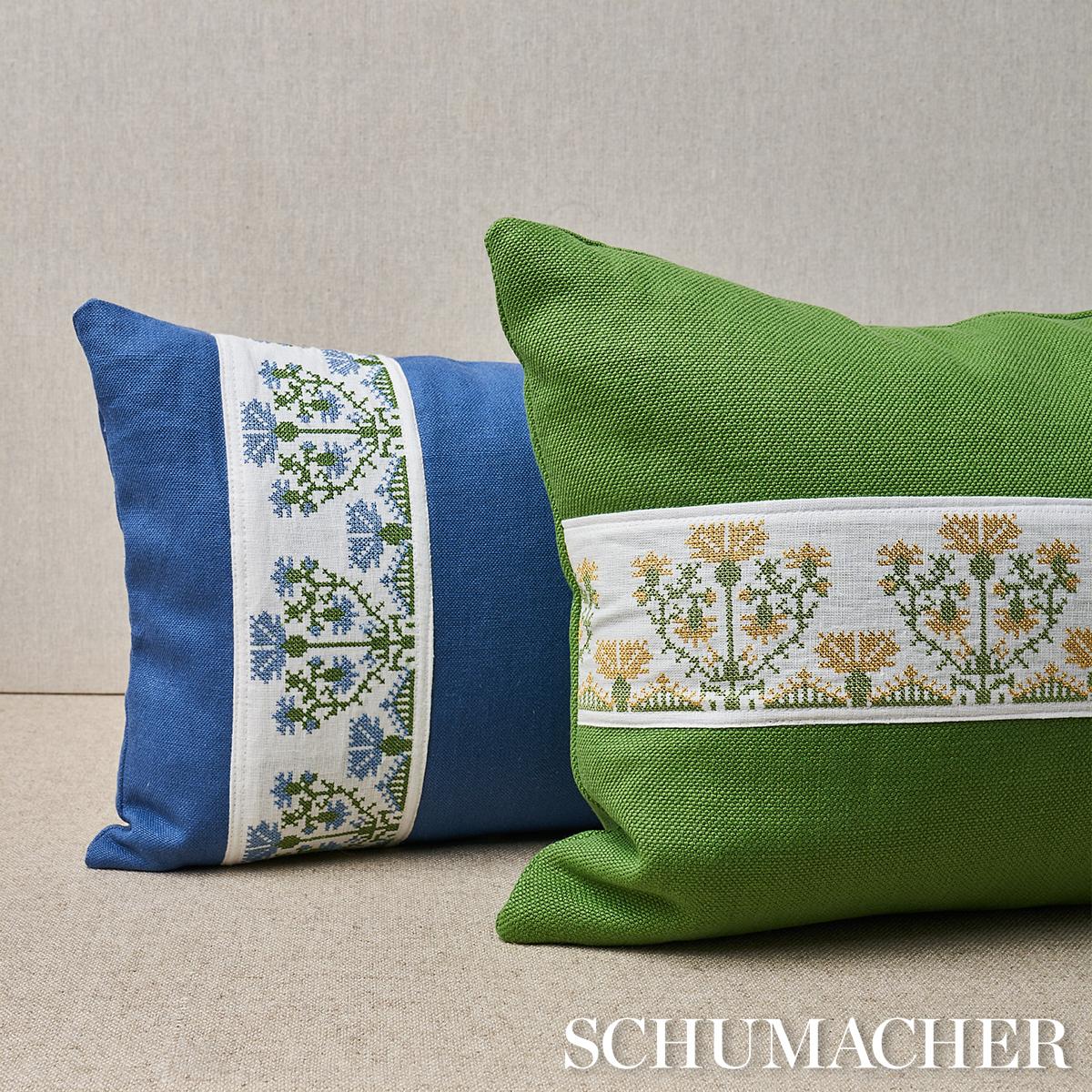 Modern Schumacher Custis Stripe Embroidered 24 x 12