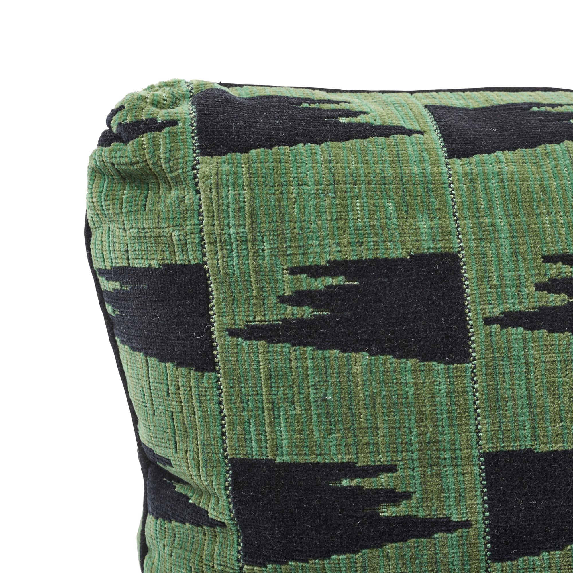 Modern Schumacher David Kaihoi Tutsi Green Two-Sided Cotton Pillow For Sale