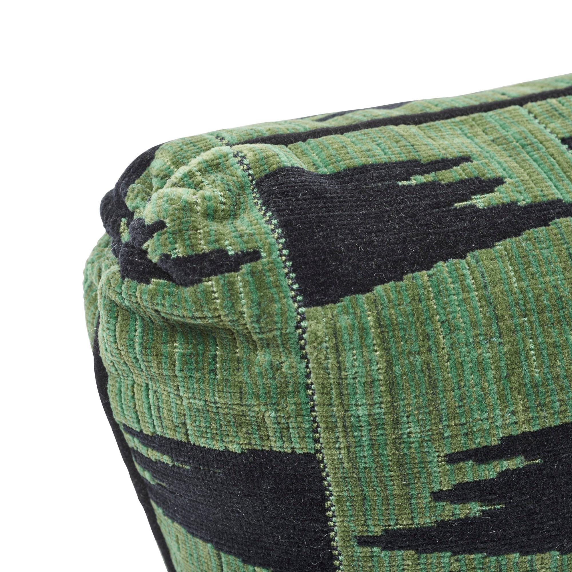 Contemporary Schumacher David Kaihoi Tutsi Green Two-Sided Cotton Pillow For Sale
