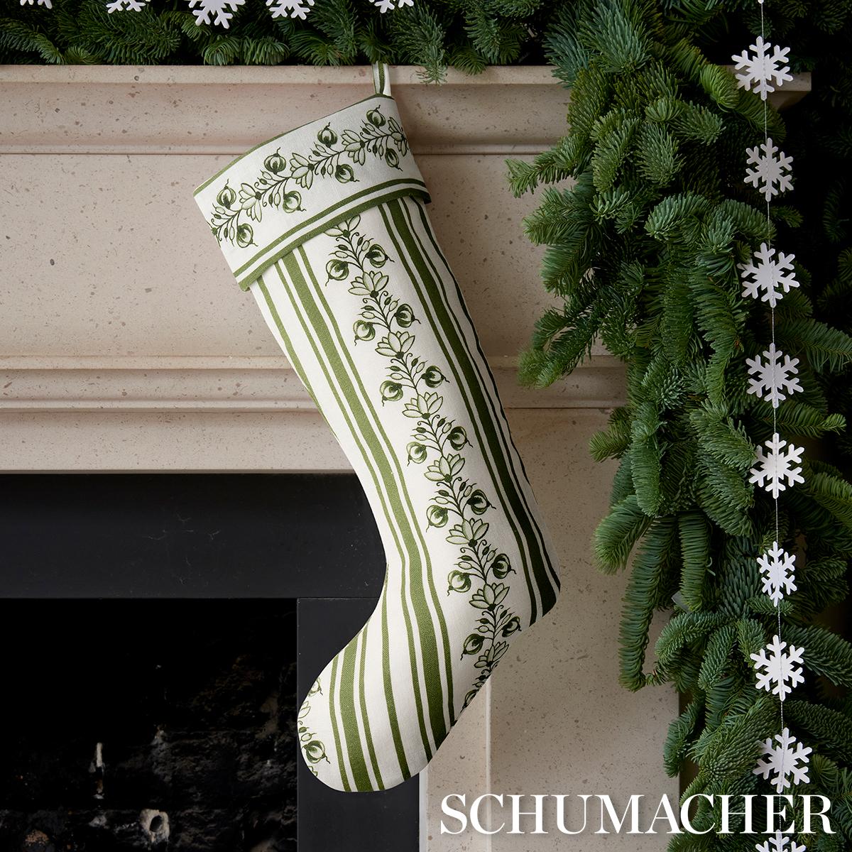 American Schumacher Delft Stripe Christmas Stocking 