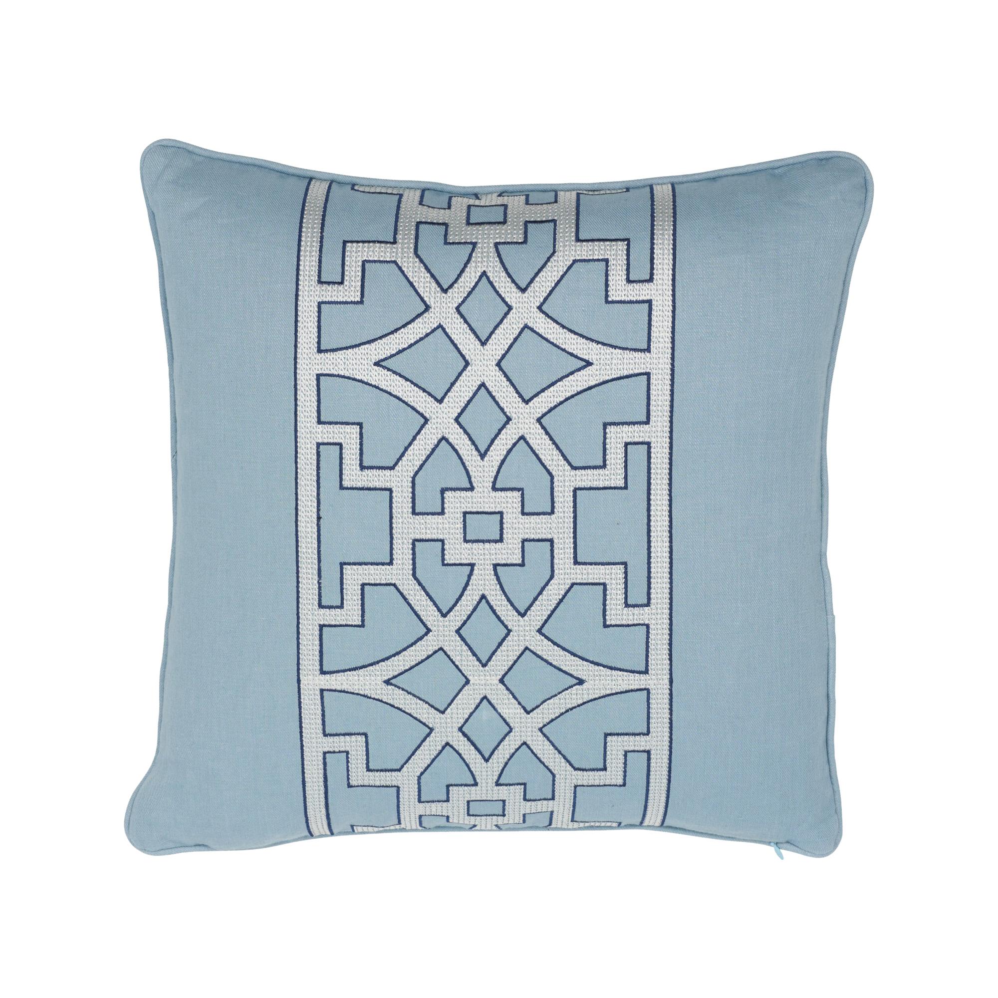 Schumacher Rubia Embroidery Ivory Two-Sided Linen Pillow For Sale at ...